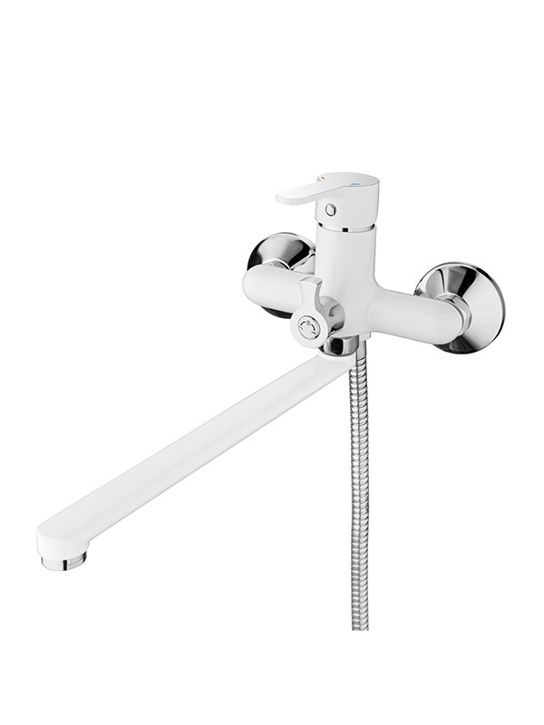 L2203W Смеситель для ванны Ledeme D35 длин.нос (белый/хром) - фото - 1