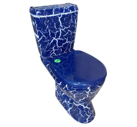 Унитаз -компакт "РИО", у/в, 2-реж, сид. ПП, декор синий КРАКЕЛЮР КИРОВ - фото - 1