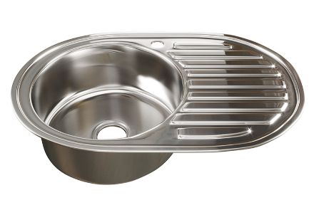 Мойка нержавейка MIXLINE овал 50*77 левая, выпуск 3 1/2 толщ. 0,6 с сифоном - фото - 2