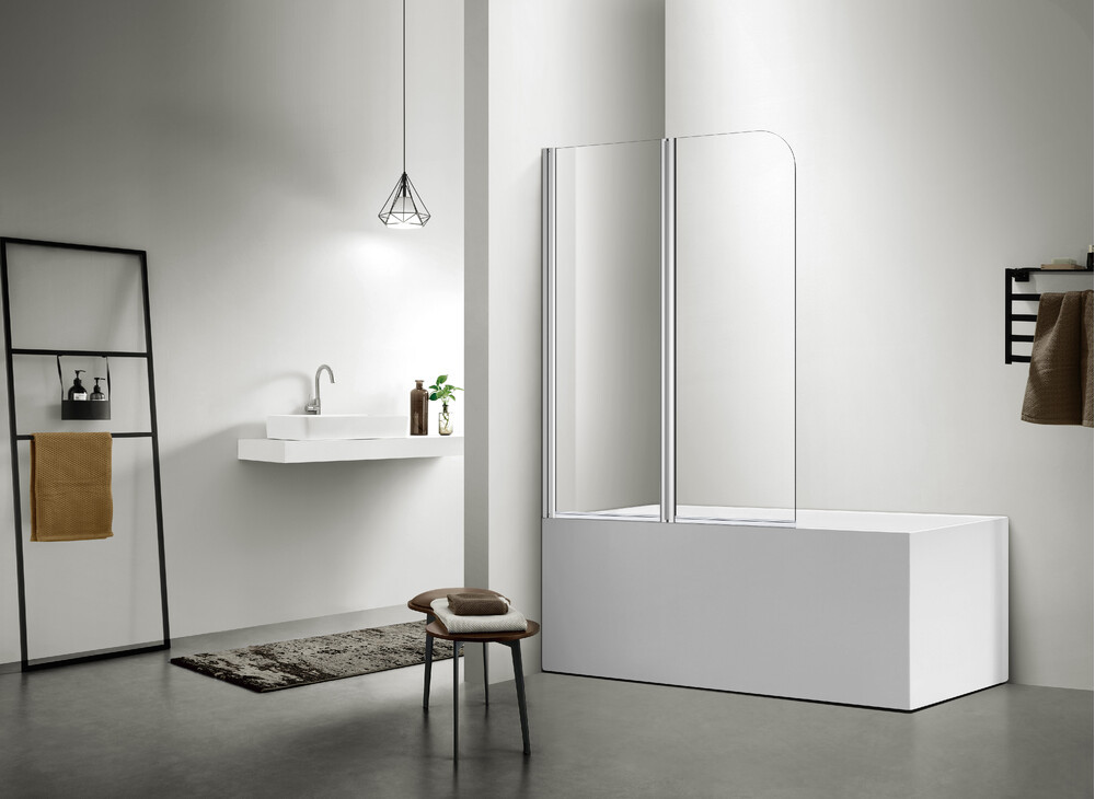 Шторка для ванны SANTREK AQUA Slim DFS2-1000-C-Chrome (маятниковая, р-р:1000*1400 стекло Прозр 5 мм, профиль Хром) - фото - 1