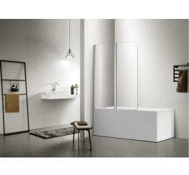 Шторка для ванны SANTREK AQUA Slim DFS2-1000-C-Chrome (маятниковая, р-р:1000*1400 стекло Прозр 5 мм, профиль Хром) - фото - 1