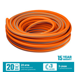 Шланг поливочный GRINDA PROLine FLEX 3 3/4″, 15 м, 20 атм, из термоэластопласта, трёхслойный, армированный, гибкий 429008-3/4-15 - фото - 4