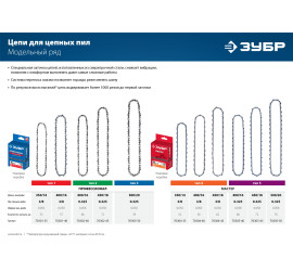 Цепь для электро и бензо пил ЗУБР тип 4 шаг 3/8" паз 1.3 мм 52 звена - фото - 5