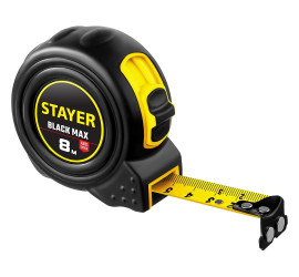 Рулетка Stayer BlackMax с двумя фиксаторами 8 м х25 мм Professional 3410-08_z02	 - фото - 1