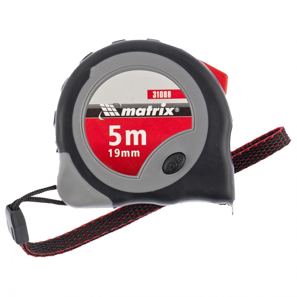 Рулетка Continuous fixation, 5 м х 19 мм, двухкомпонентный корпус, плавная фиксация /Matrix/ 31088	 - фото - 1