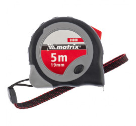 Рулетка Continuous fixation, 5 м х 19 мм, двухкомпонентный корпус, плавная фиксация /Matrix/ 31088	 - фото - 1