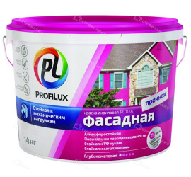 Краска фасадная влагостойкая, белая PL 112А ПРОФИЛЮКС 14кг - фото - 1