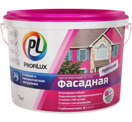 Краска фасадная влагостойкая, белая PL 112А ПРОФИЛЮКС 7кг - фото - 1