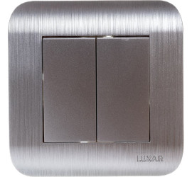Выключатель LUXAR Deco с/у 2-кл. серебро с рифленой рамкой, 250В 10А (10.011.03) - фото - 1