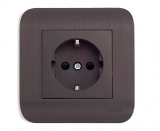 Розетка LUXAR Deco с/у с з/к венге с рифленой рамкой, 250В 16А (10.025.02) - фото - 1