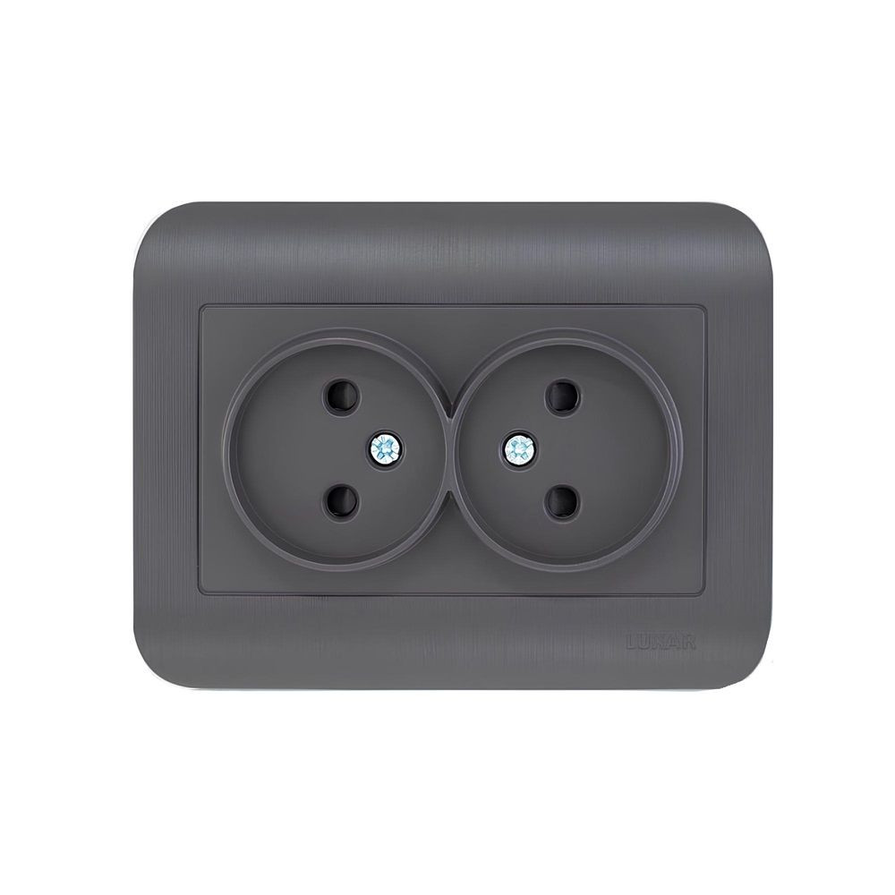 Розетка LUXAR Deco с/у двойная без з/к венге с рифленой рамкой, 250В 16А (10.035.02) - фото - 1