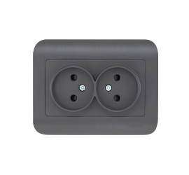 Розетка LUXAR Deco с/у двойная без з/к венге с рифленой рамкой, 250В 16А (10.035.02) - фото - 1