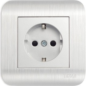 Розетка LUXAR Deco с/у с з/к серебро с рифленой рамкой, 250В 16А (10.025.03) - фото - 1