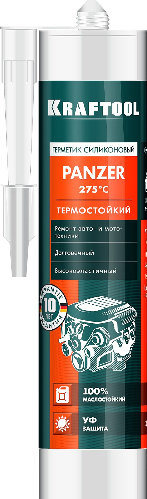 Герметик силиконовый термостойкий Kraftool Panzer чёрный 300 мл - фото - 5