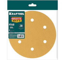 Шлифовальный круг на липучке, KRAFTOOL Giraffe GOLD-6 225 мм, Р240, 6 отв.(35652-240) - 1 Шлифовальный круг на липучке, KRAFTOOL Giraffe GOLD-6 225 мм, Р240, 6 отв.(35652-240) - фото - 1