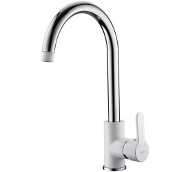 L4003W Смеситель для кухни Ledeme шар d.-35 на гайке Макси (белый/хром) - 1 L4003W Смеситель для кухни Ledeme шар d.-35 на гайке Макси (белый/хром) - фото - 1
